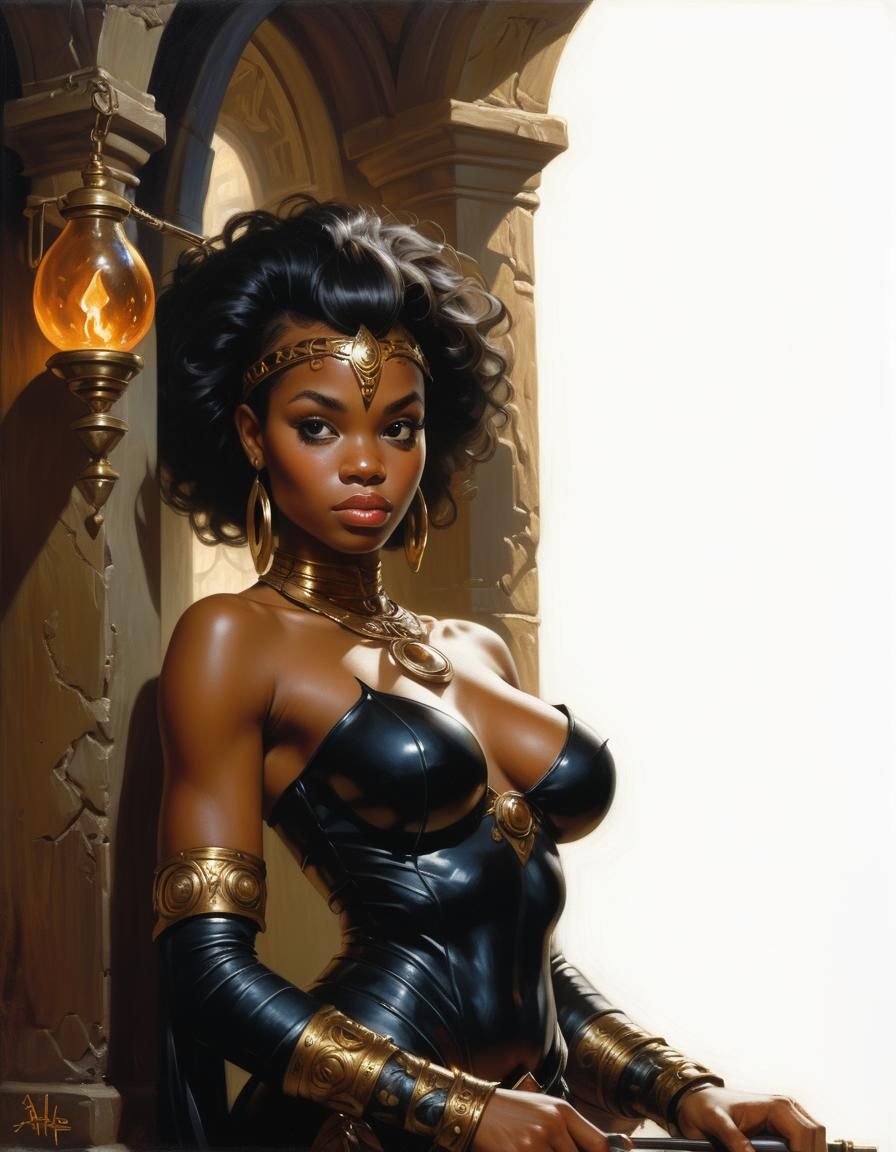 Fantasy Oil Painting of a Black Woman