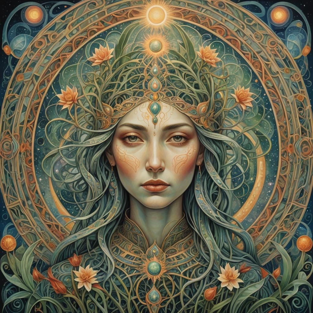 Vibrant Surrealist Painting in Visionary Style