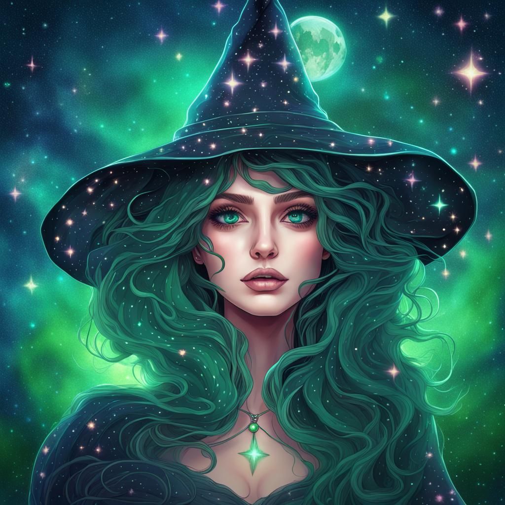 Cosmic Witch in Love with Starry Sky
