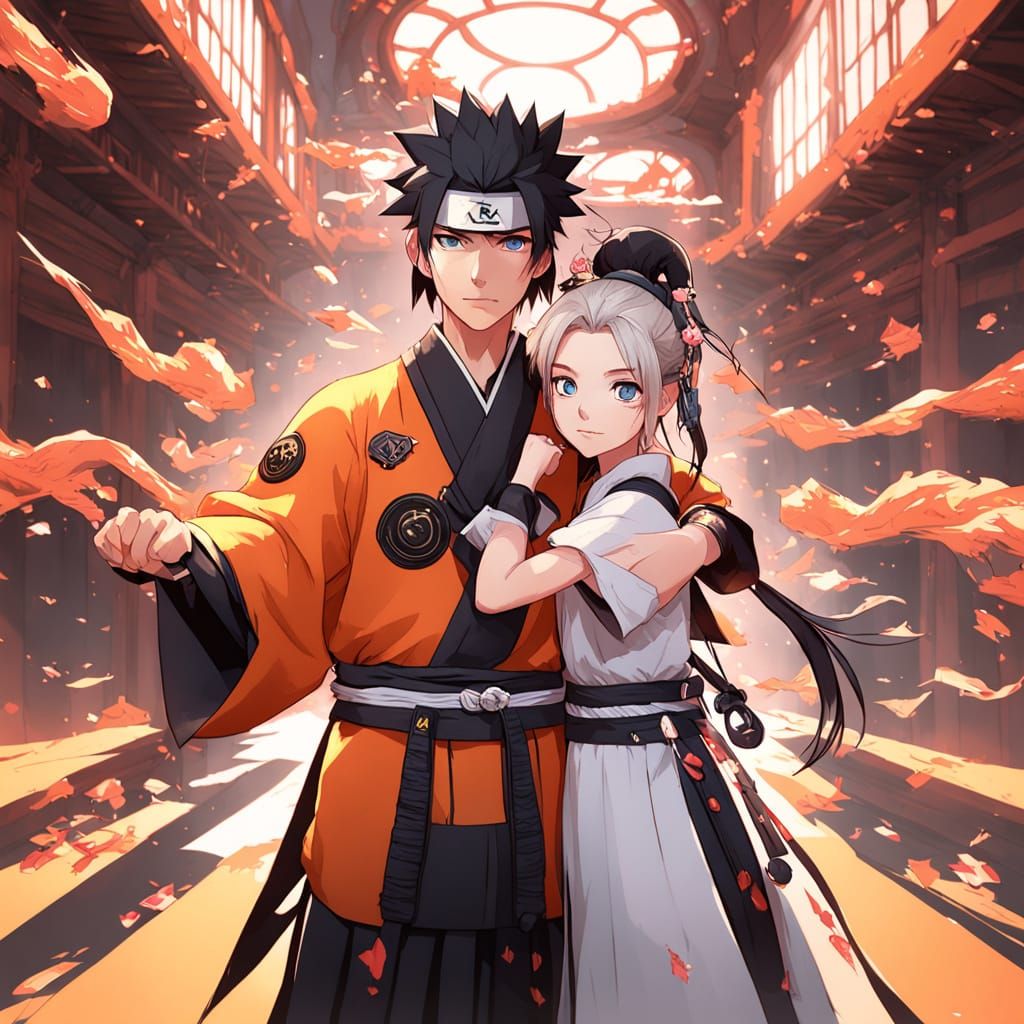 Naruto and Himawari Posing in Dynamic 3D Anime Style