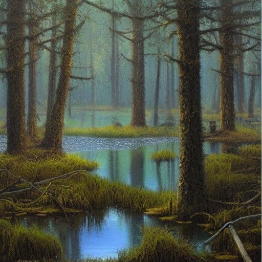Mystic Swamp: Oil Painting