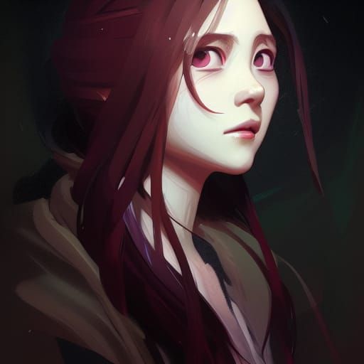 Detailed Portrait of Nezuko in Art Nouveau Style