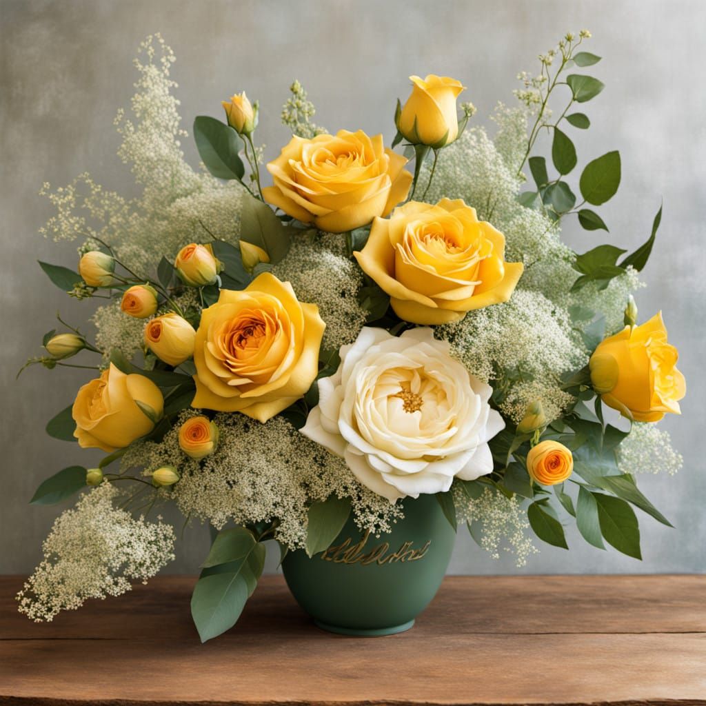 Vibrant Yellow Room with Impressionist Flowers