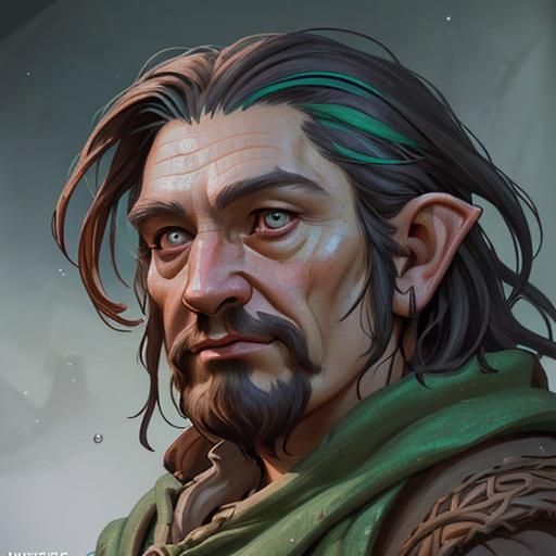 Hyperrealistic Hobbit Portrait as Splash Art