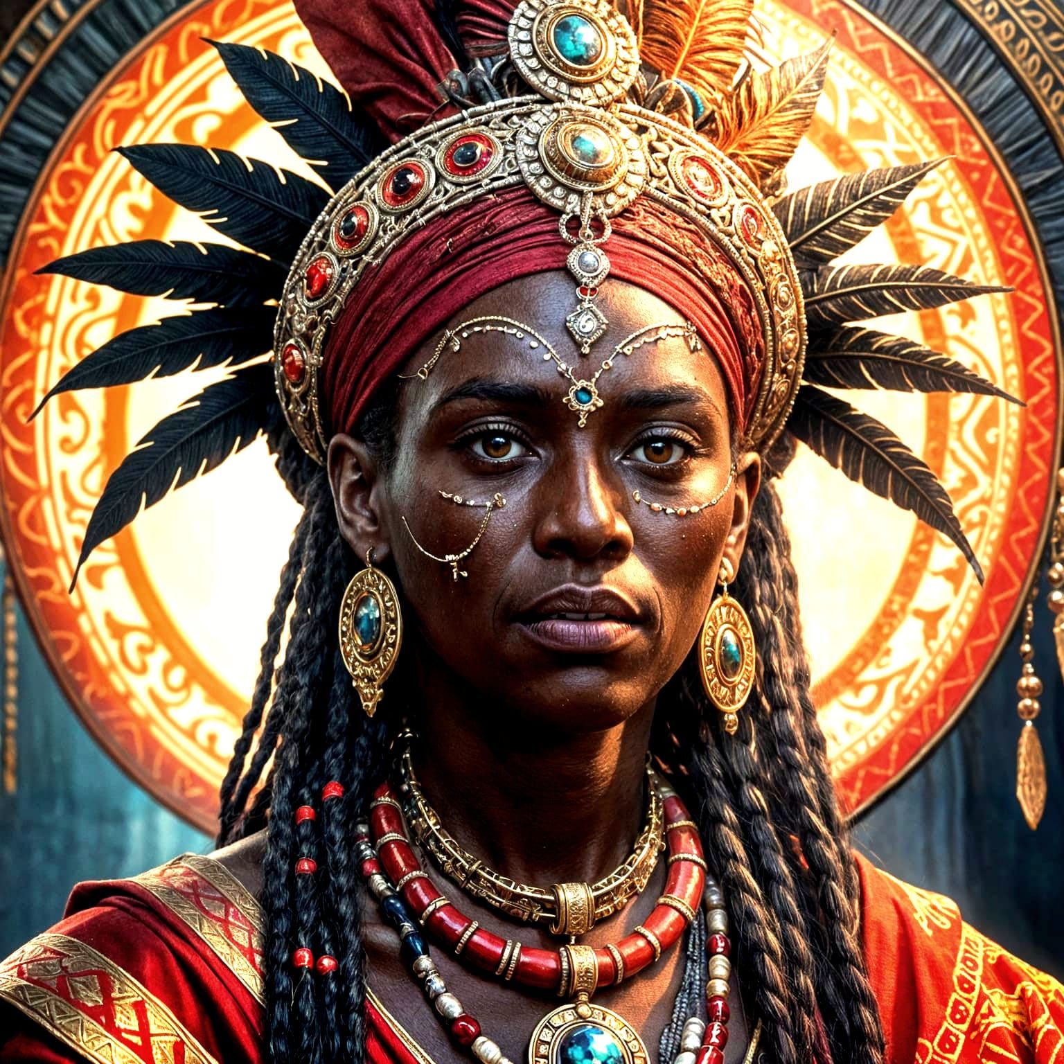 Regal Voodoo Witch Doctor in Oil Painting