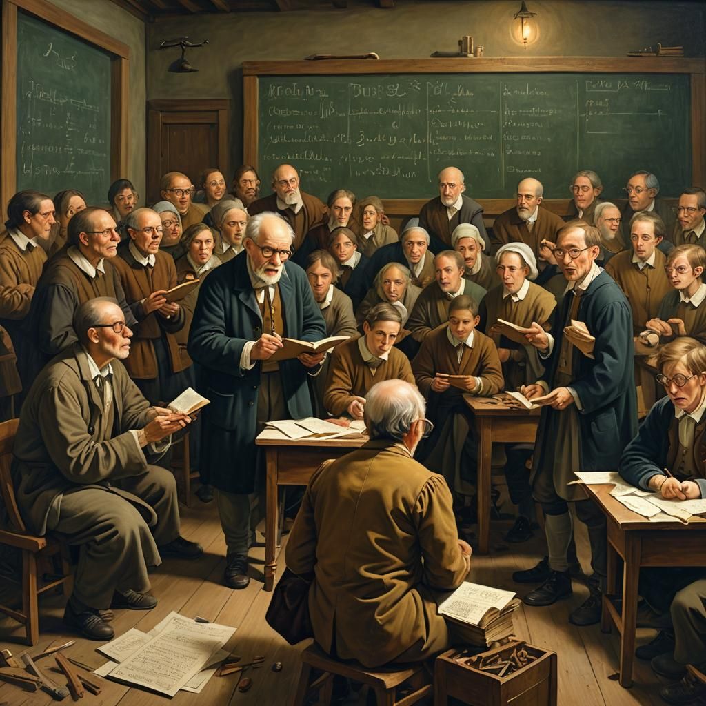 Classroom Scene in Old Master Style