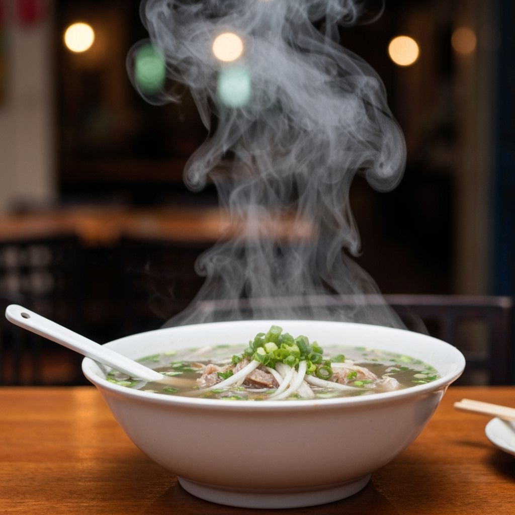 Steaming Bowl of Pho in Hanoi: Food Photography