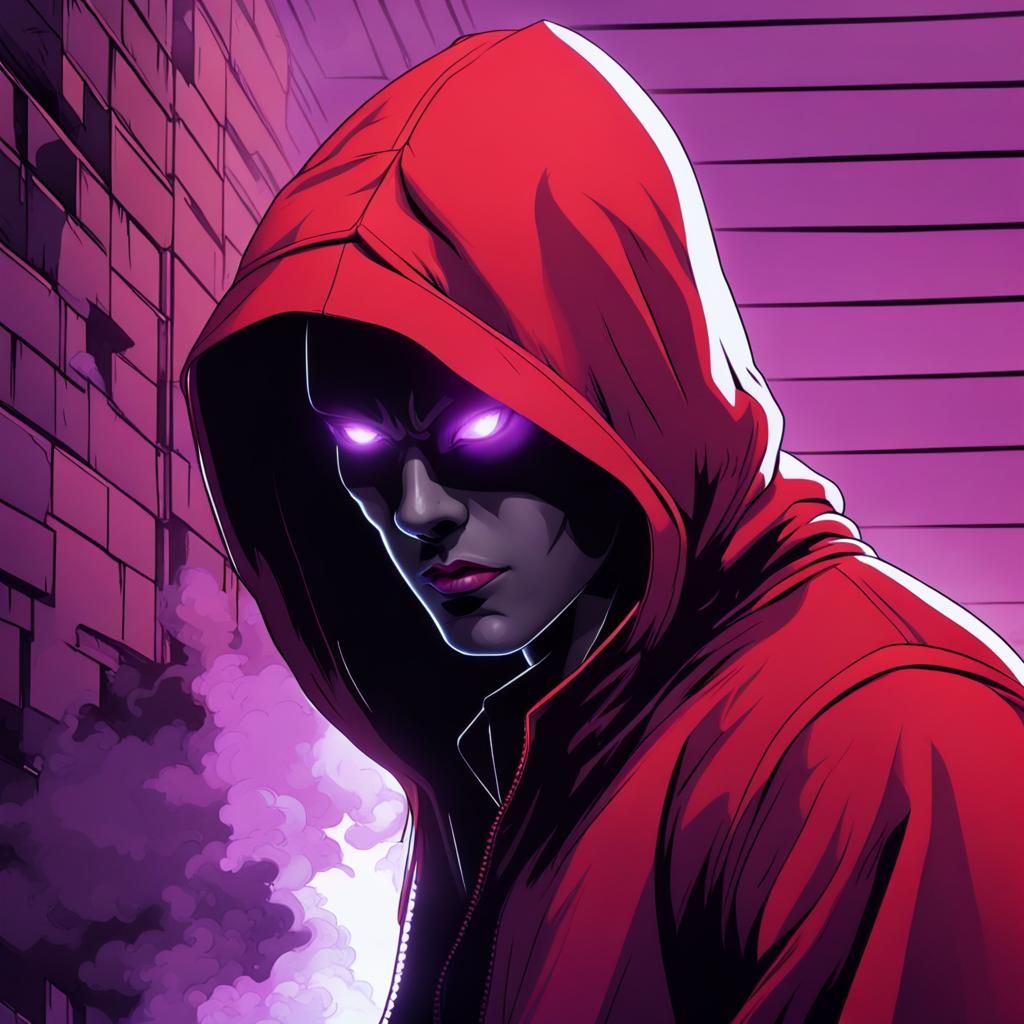 Teleporting Figure in Red Hood on Rooftop