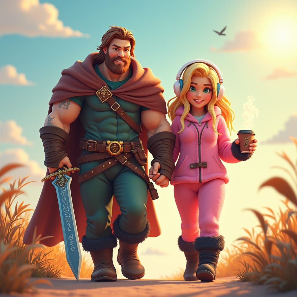 Majestic Rogue and Gamer Lady Stroll Through Vibrant Elden R...