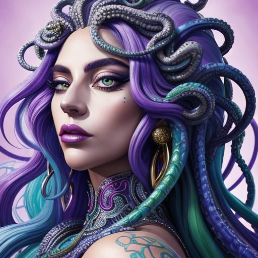 Hyperrealistic Medusa Portrait Inspired by Lady Gaga