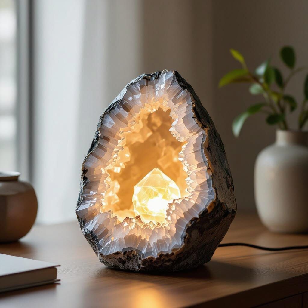 Geode Desk Lamp with Crystalline Formations