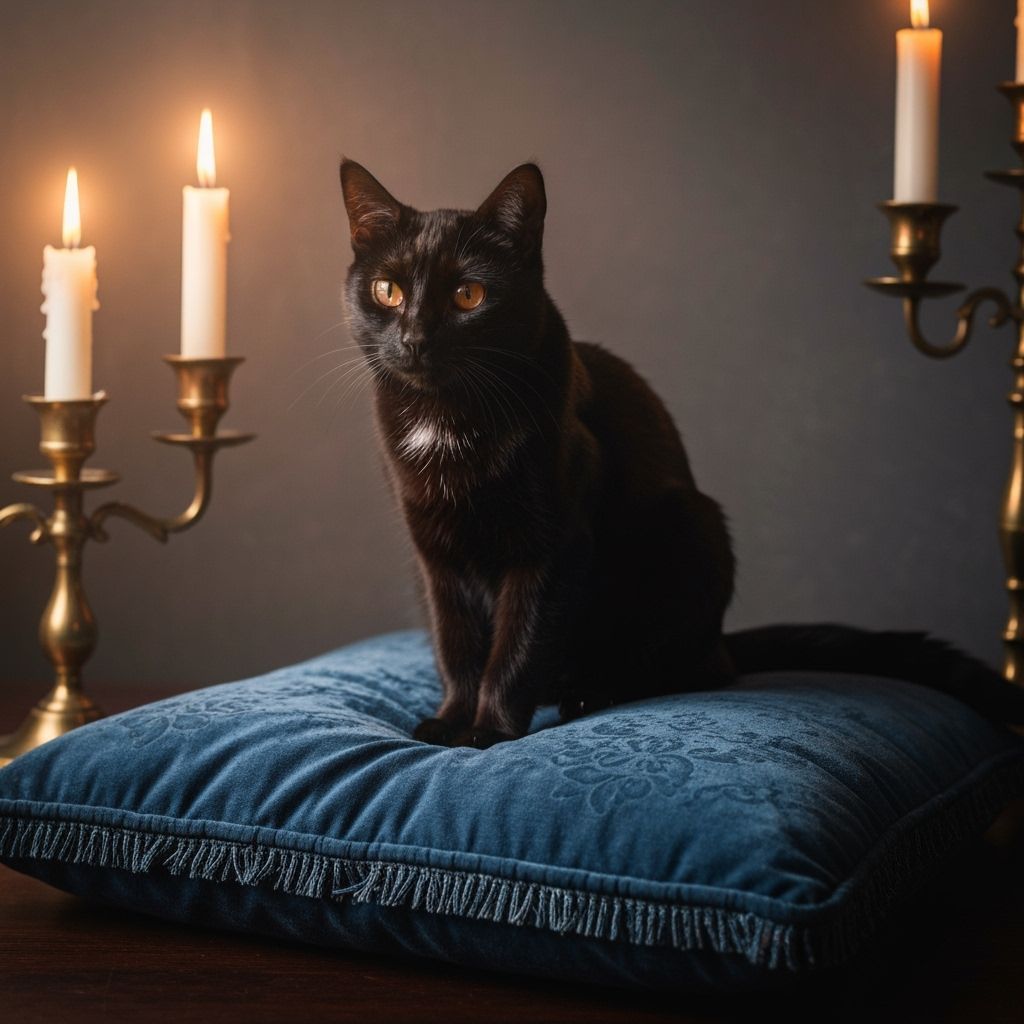 Black Cat in Candlelight, in Dark Art Style