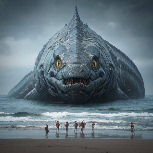 Anantashesha Sea Monster Overlooks Beach in HDR Photography