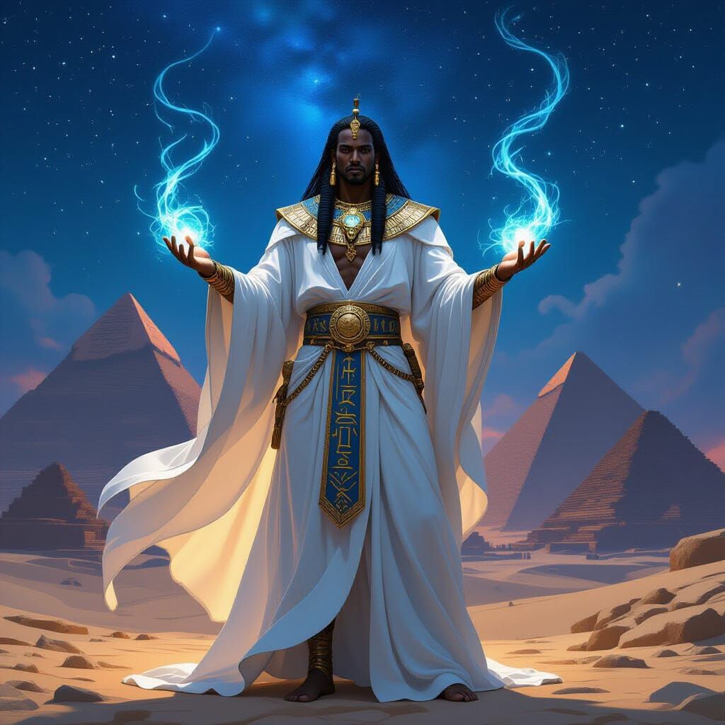 Nubian Warlock Poet Under Egyptian Stars