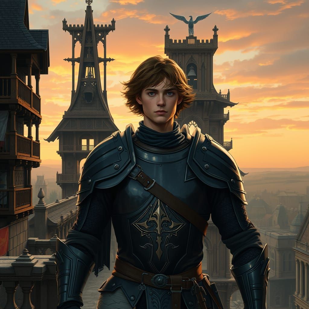 Arthurian Knight on Balcony in Digital Matte Painting