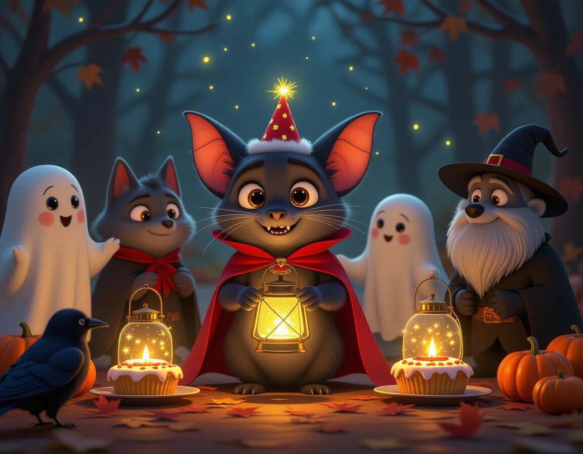 Nervous Vampire Bat's Cozy Birthday Celebration