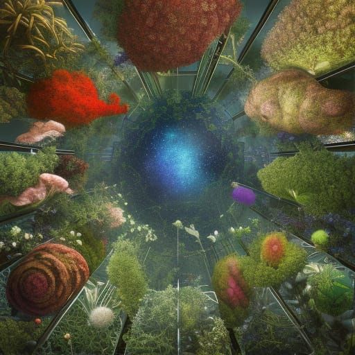 Stargazing Platform in Mycelium Network: A Surreal Scene