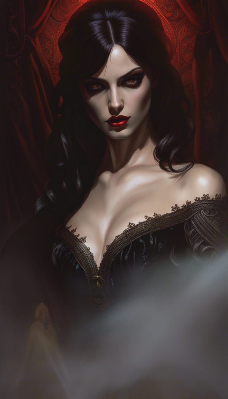 Dramatic Portrait of a Vampire Woman in Silk