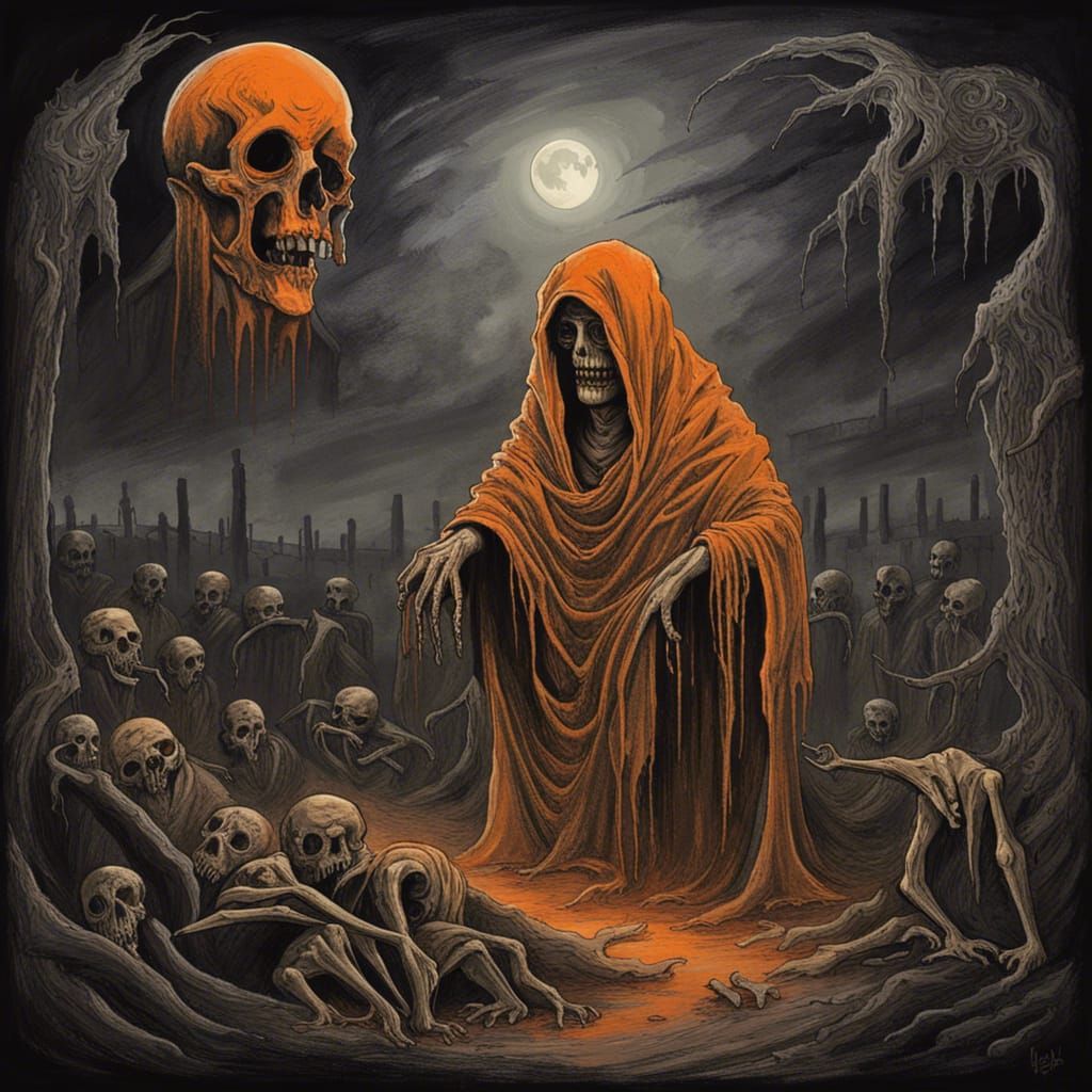 Death Metal Zombie in Graveyard Art