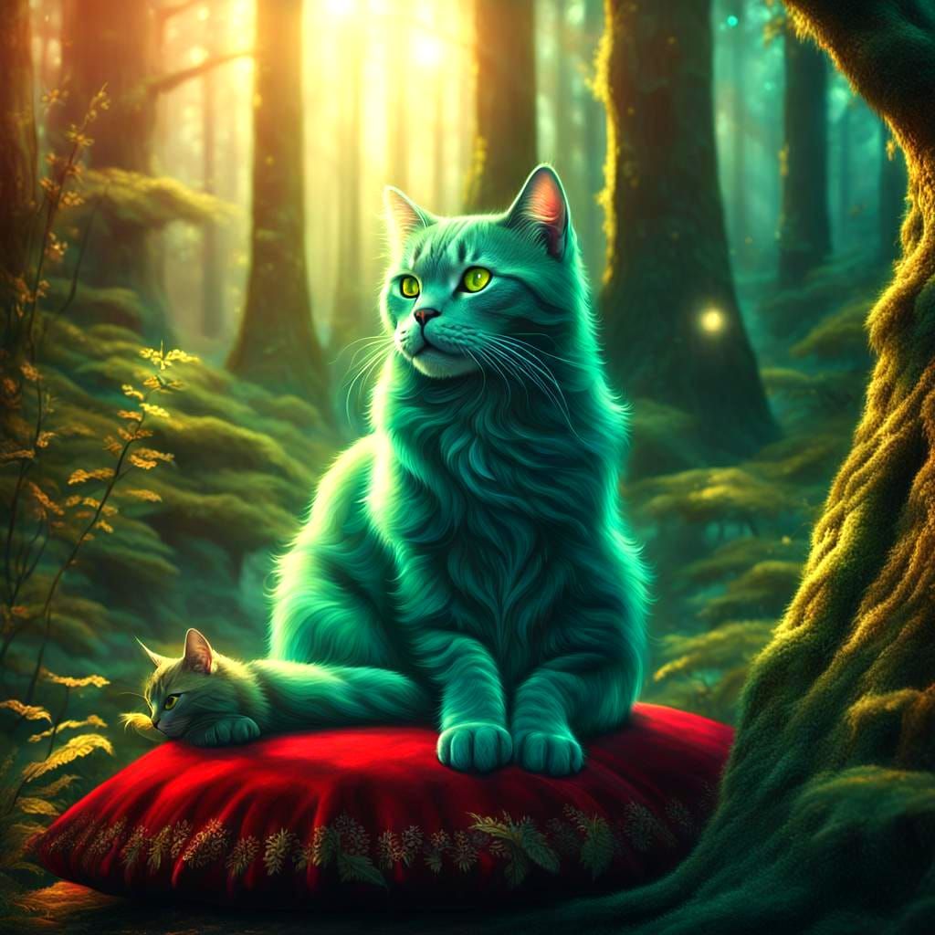 Detailed Cat Painting in Fantasy Concept Art Style