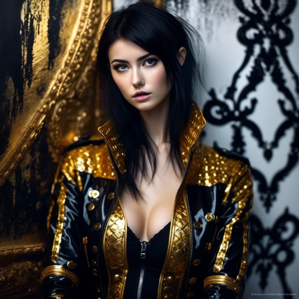 Gothic Spanish Woman Portrait in Latex Jacket