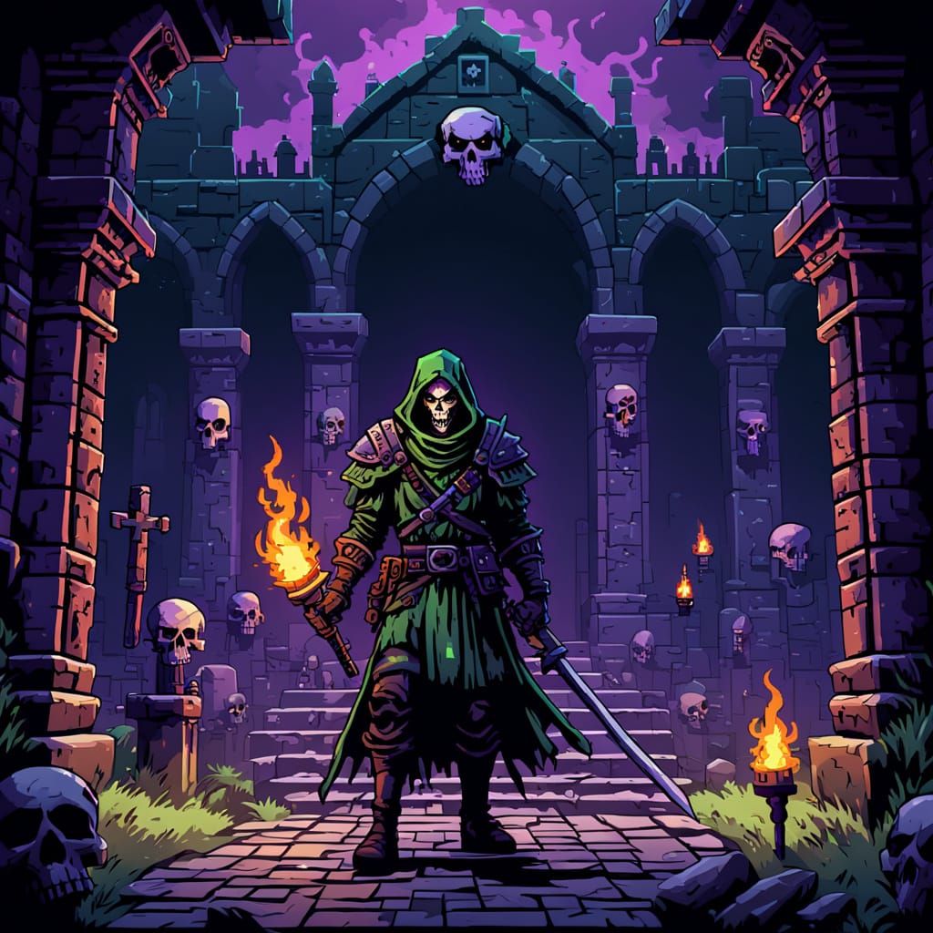 Rogue in Necropolis: 8-bit Pixel Art Adventure
