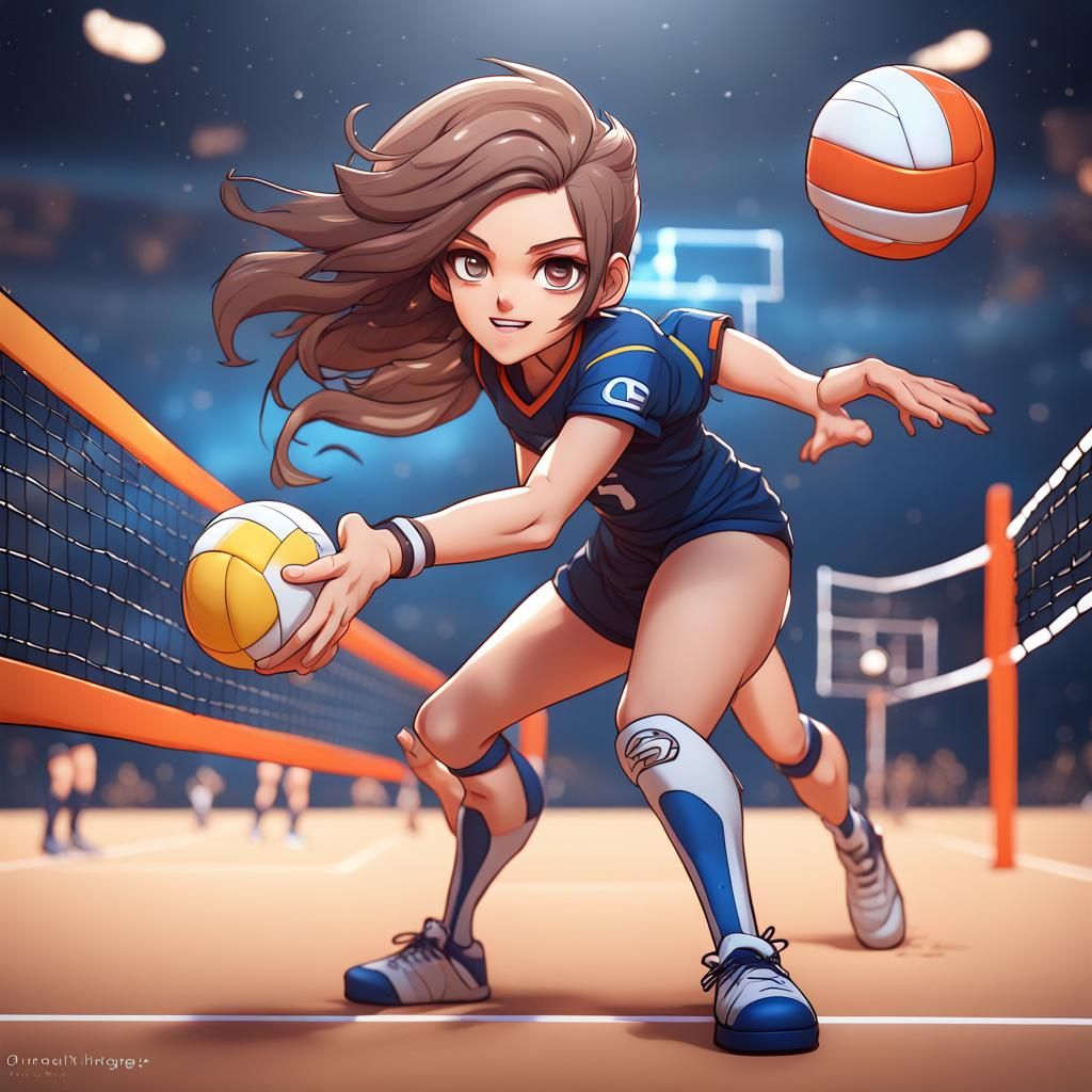 Chibi Manga Style Volleyball Player