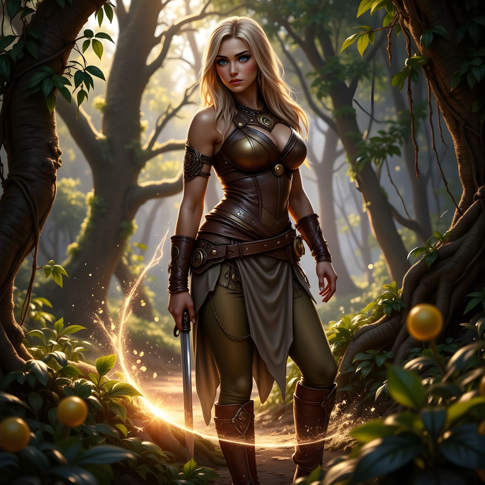 Elven Huntress in Mystical Forest
