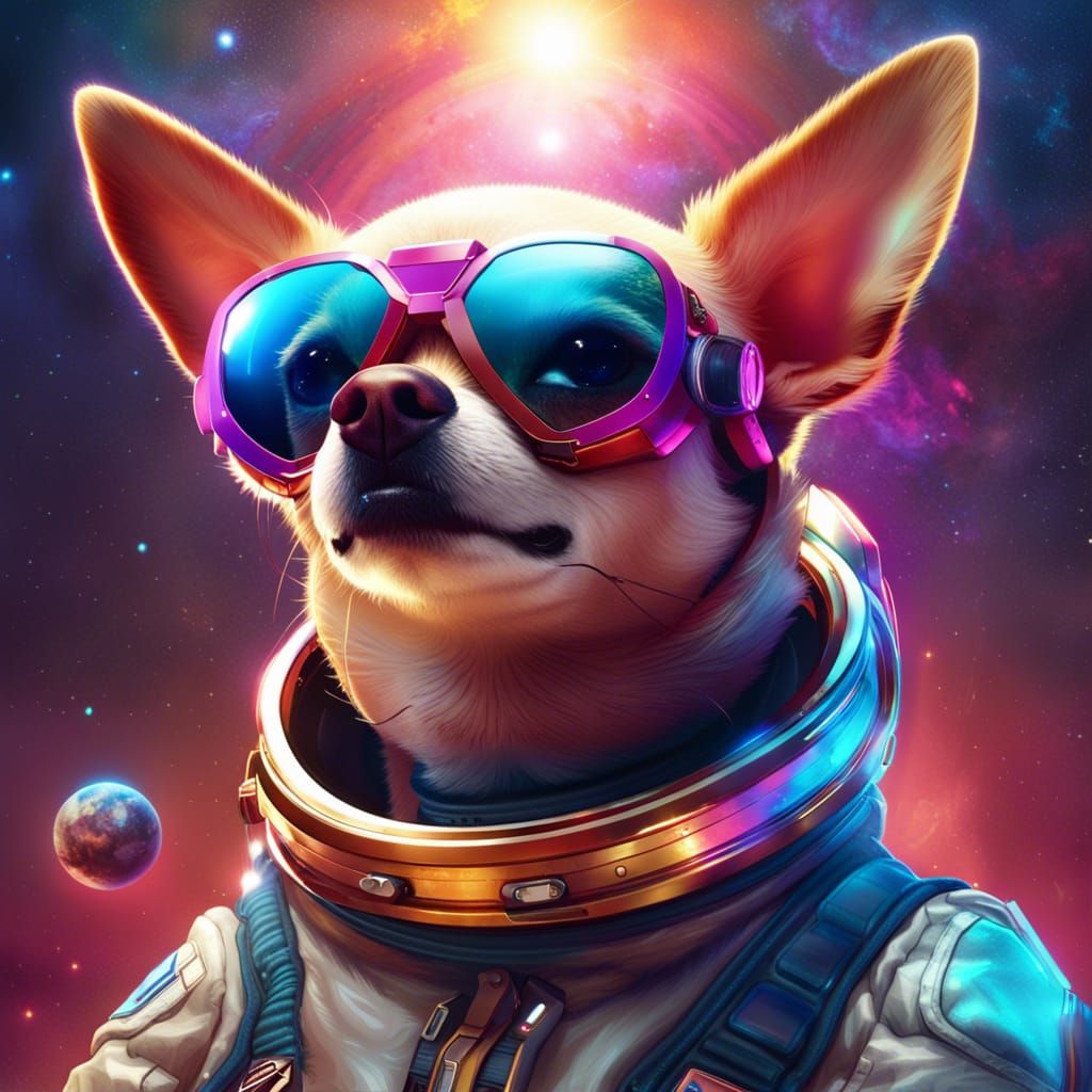 Chihuahua in Spacesuit on Planet, Digital Art