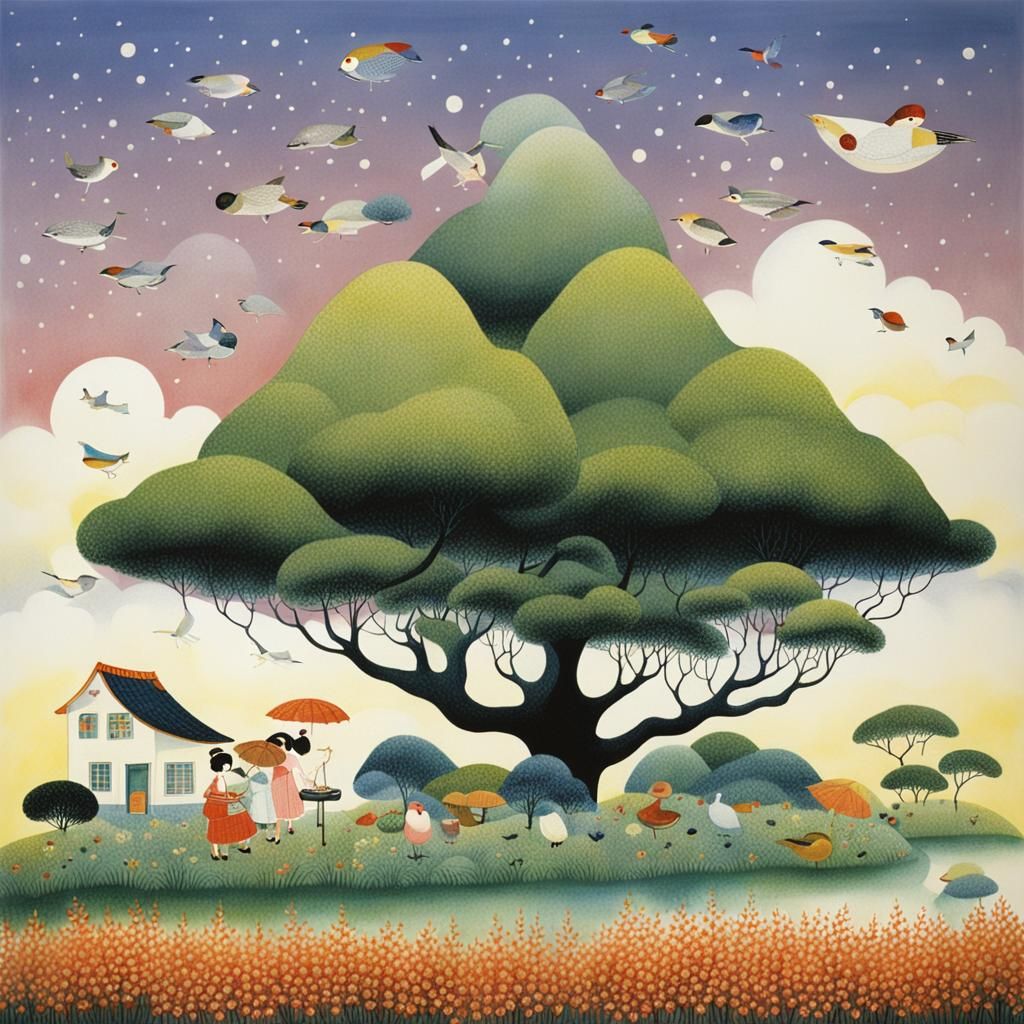 Dreamlike Figures in Japanese Art Style
