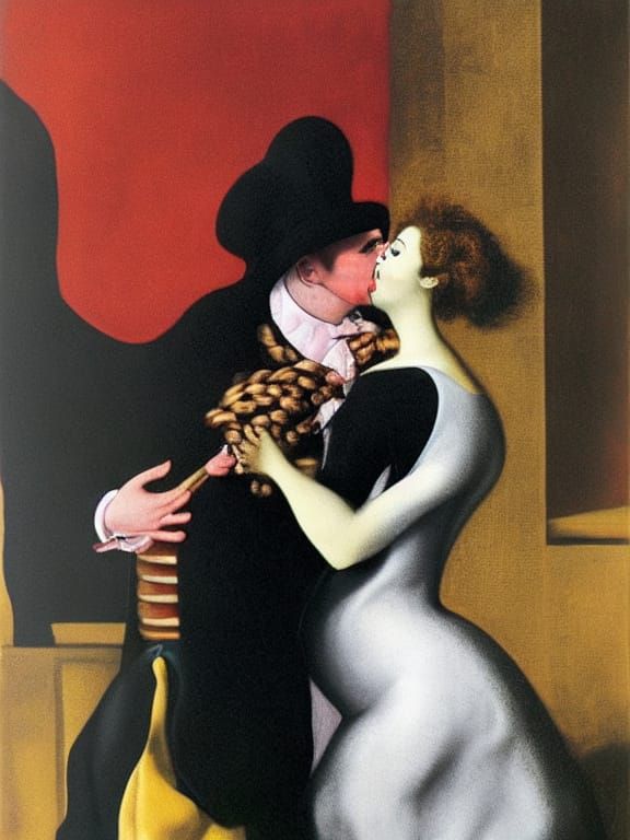 The Kiss in Francis Bacon Style