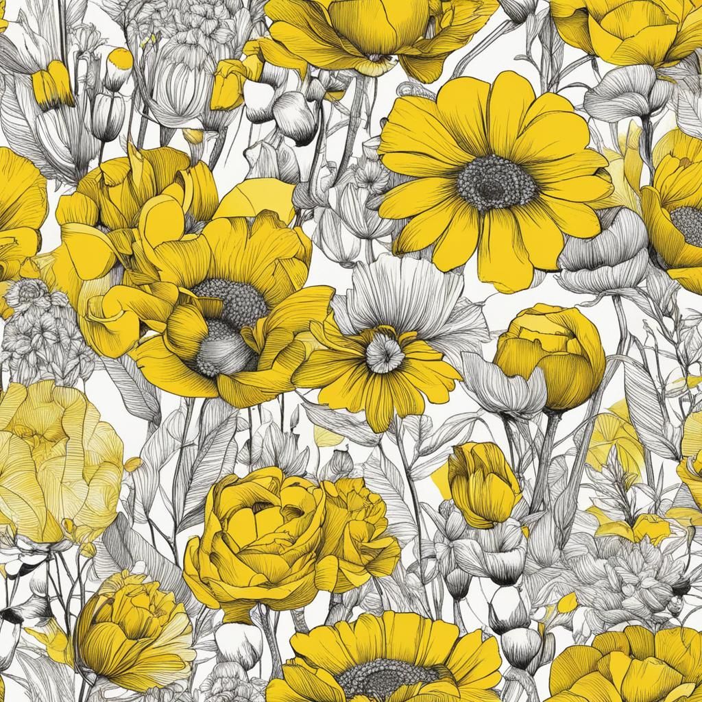 Abstract Yellow Composition: AI Generated Art