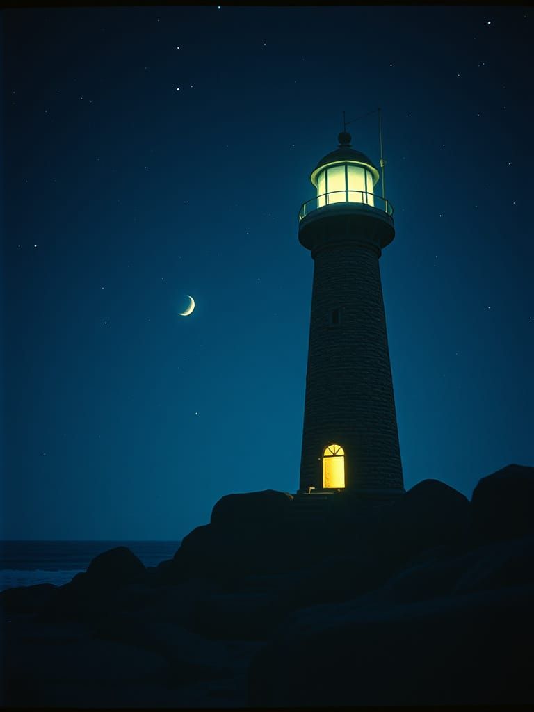 Lighthouse Keeper's Secret: Cinematic Film Still