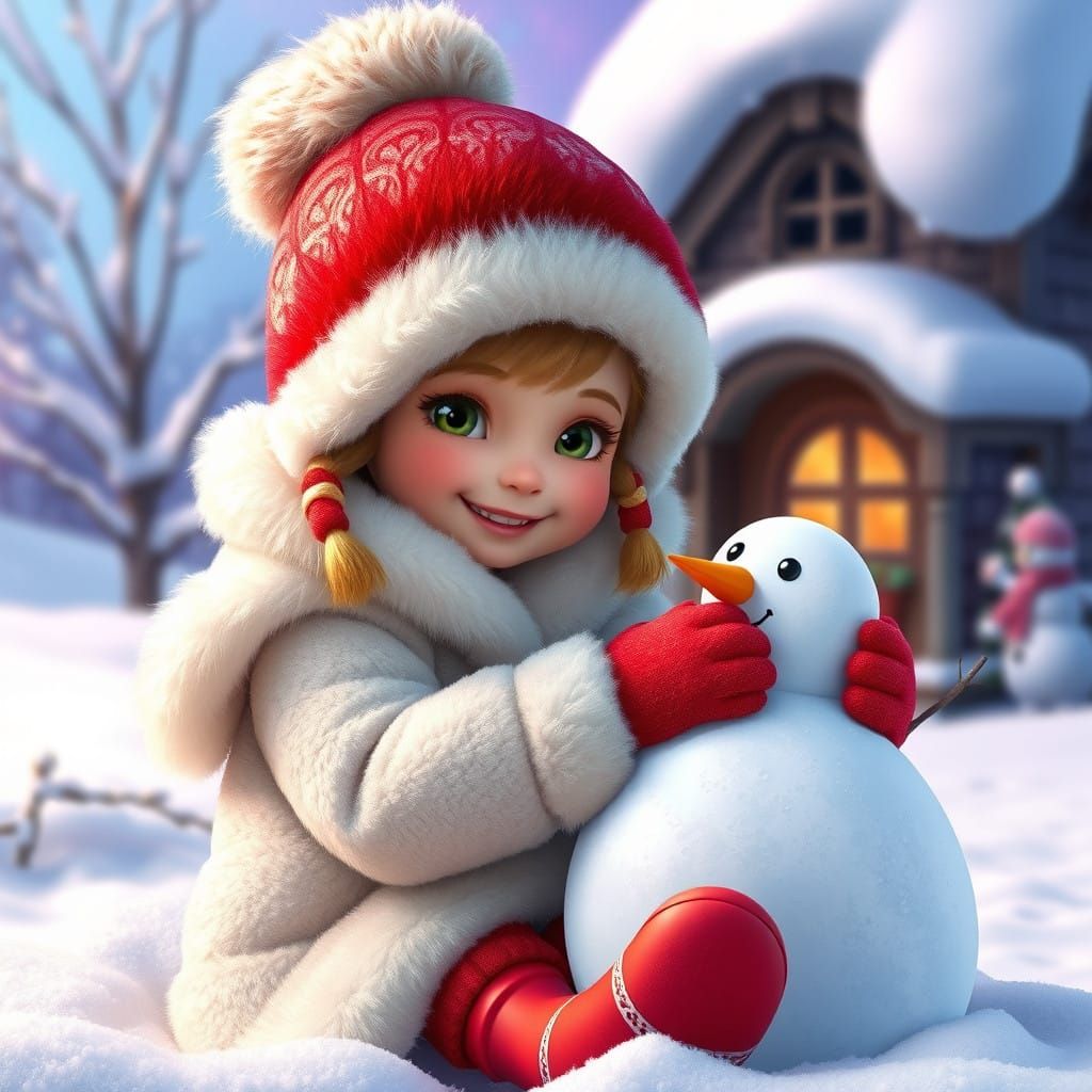 Whimsical Winter Wonderland in Pixar Style