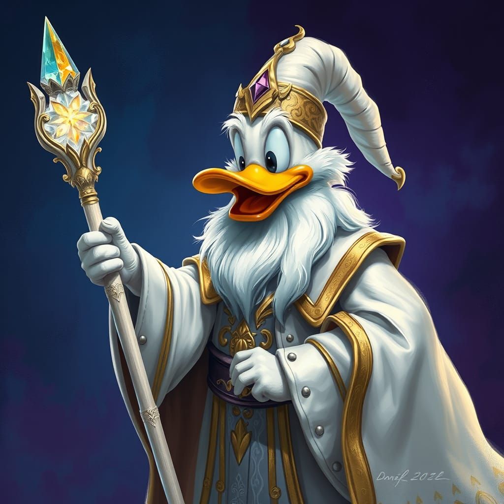 Ethereal Wizard Donald Duck in Mystical Robes