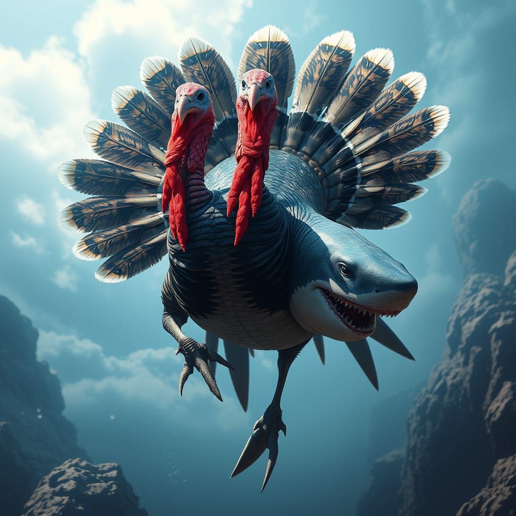 Fantasy Turkey Shark Hybrid in Epic Matte Painting Style