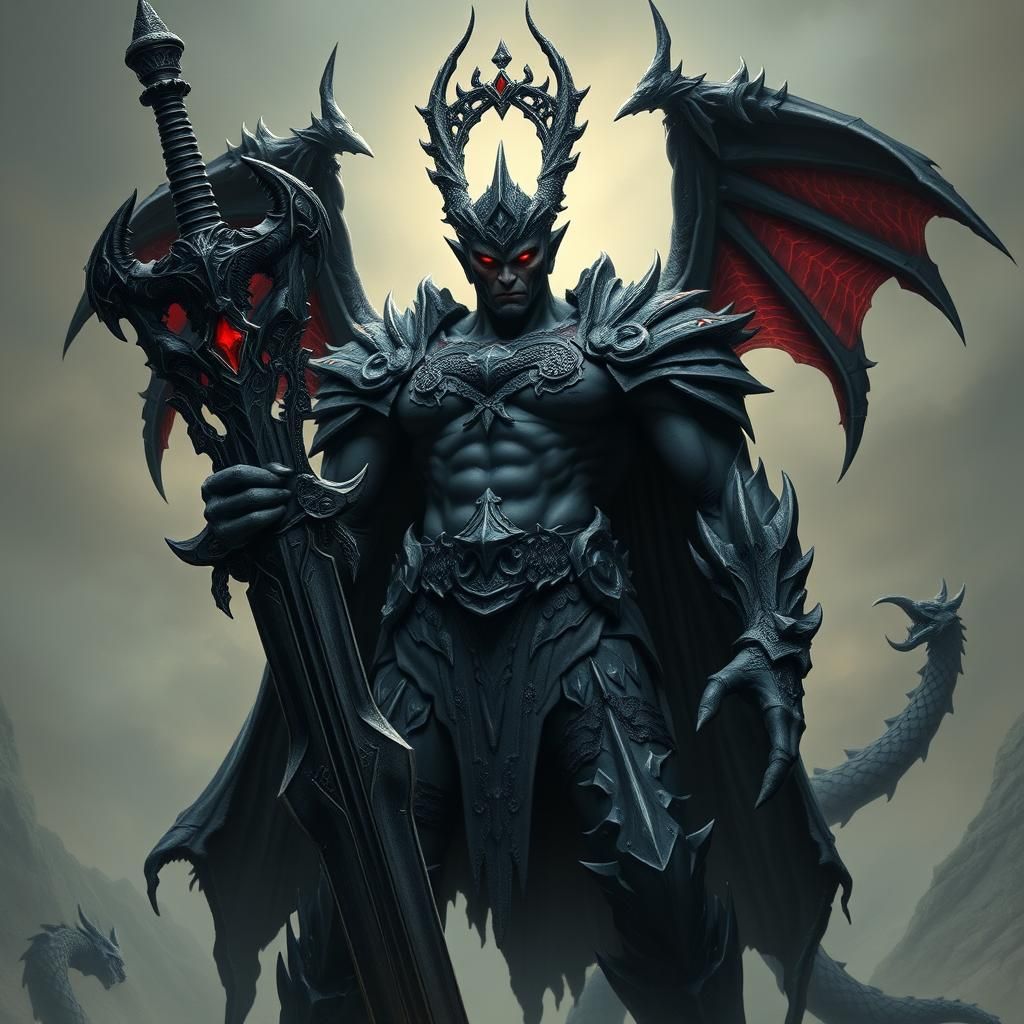 Drakath: Gothic Dragon God in Dark Armor