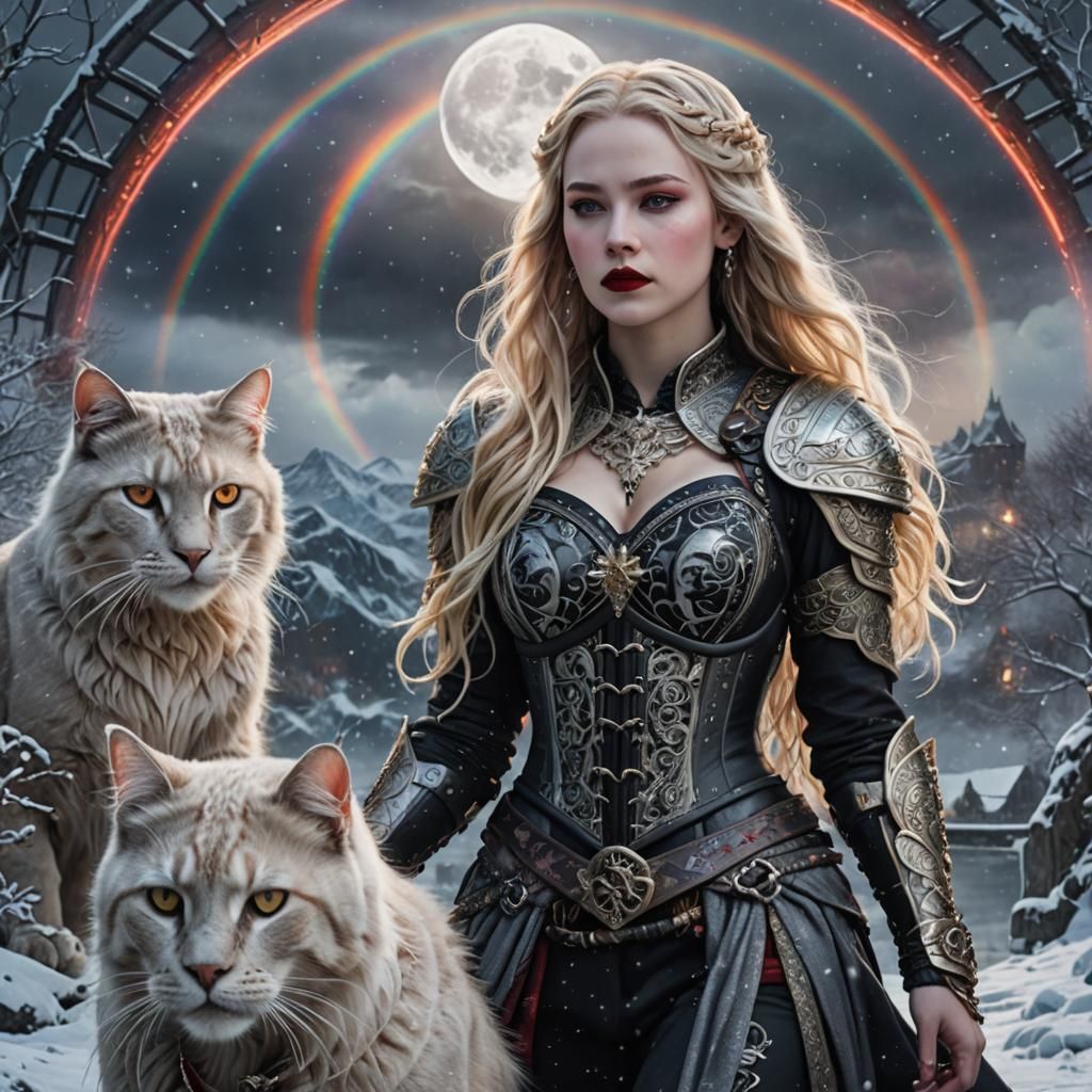 Goddess with Cat on Rainbow Bridge