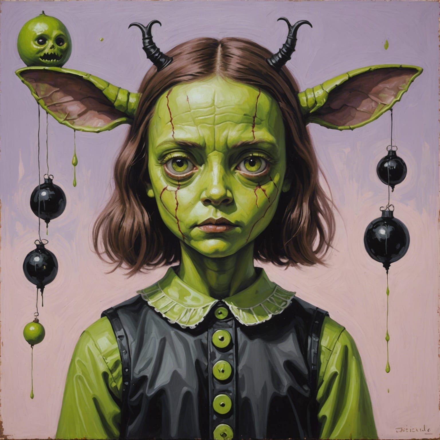 Surreal Oil Painting: Cute Yet Horrifying Personification