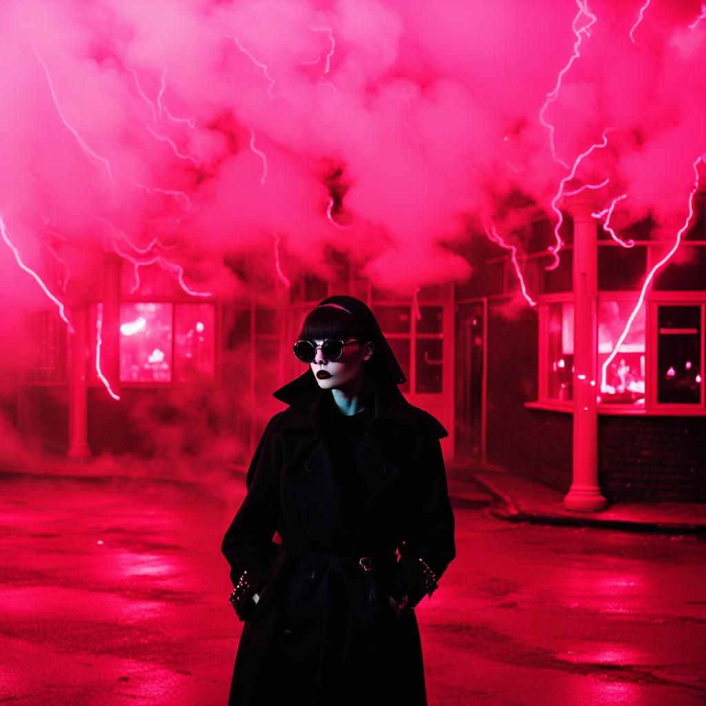 Goth Model in Black and White Explosion Photo