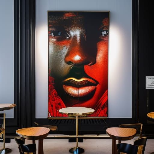 Cafe Scene: African-American Man in Abstract Style