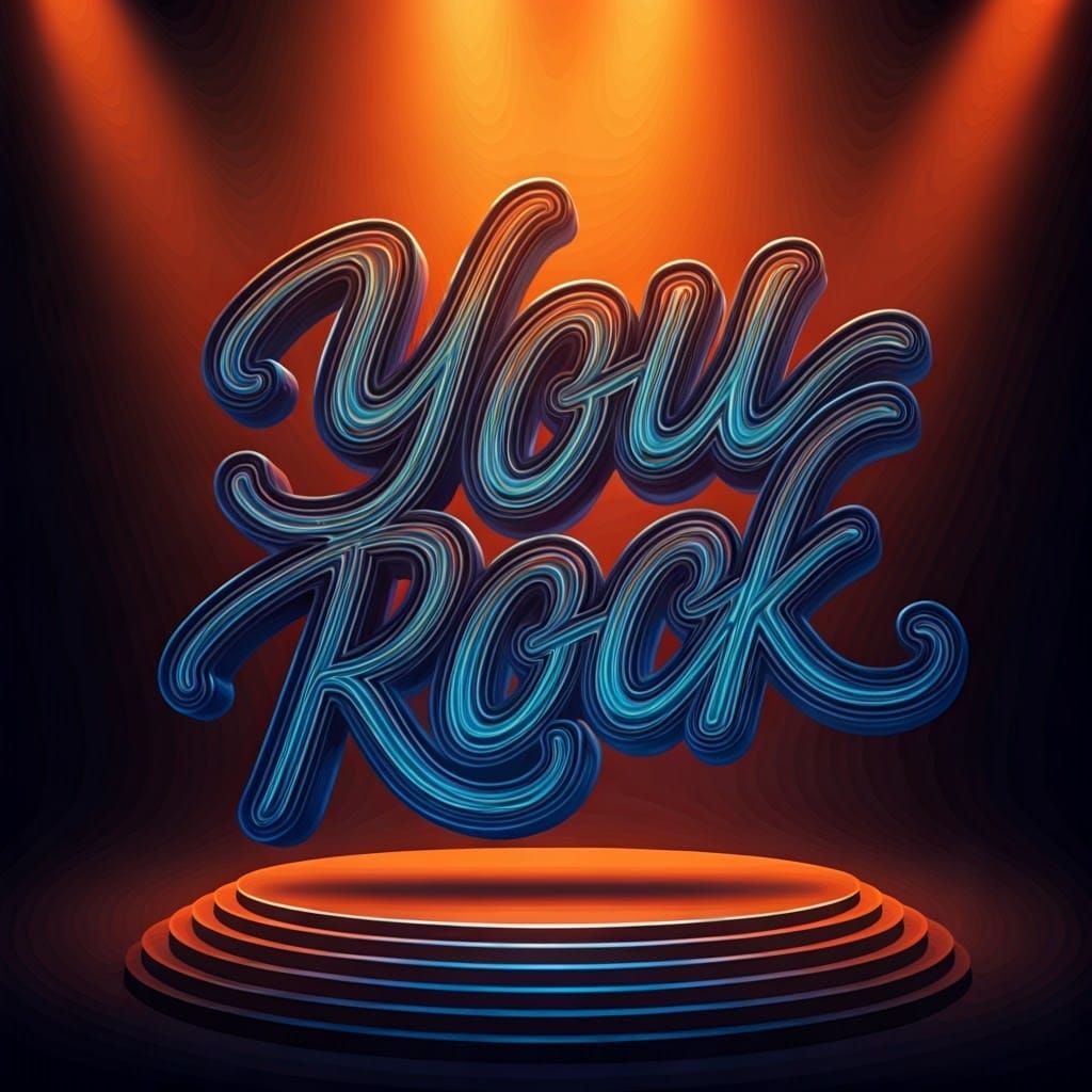 Vibrant Neon Stage with 3D Graffiti Font