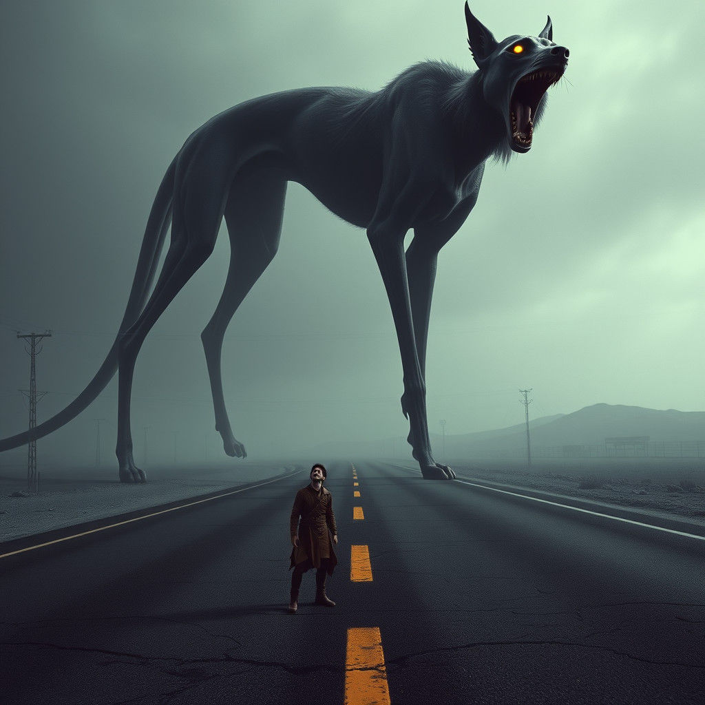 Gargantuan Saluki Dominates Barren Highway