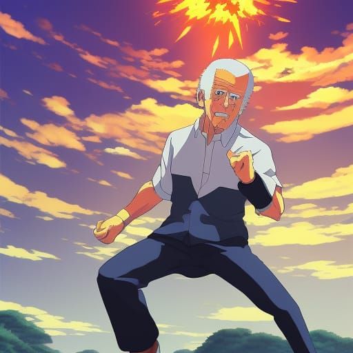Joe Biden Unleashes Kamehameha in Studio Ghibli Style