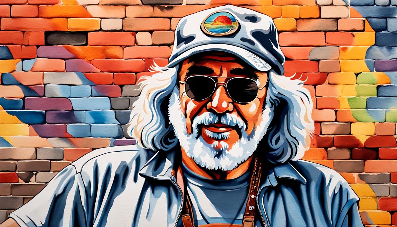 Jerry Garcia Psychedelic Mural in Watercolor Pop Art