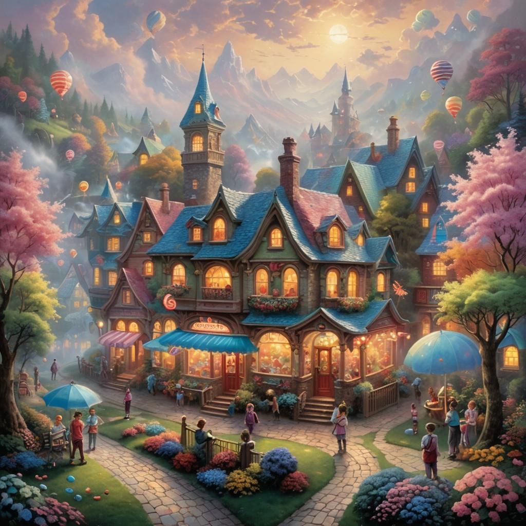 Ethereal Candy World in a Hyperdetailed Fantasy Landscape