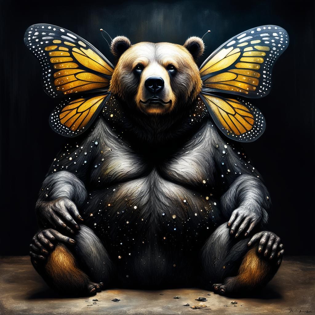 Robotic Bear Butterfly in Volcanic Landscape