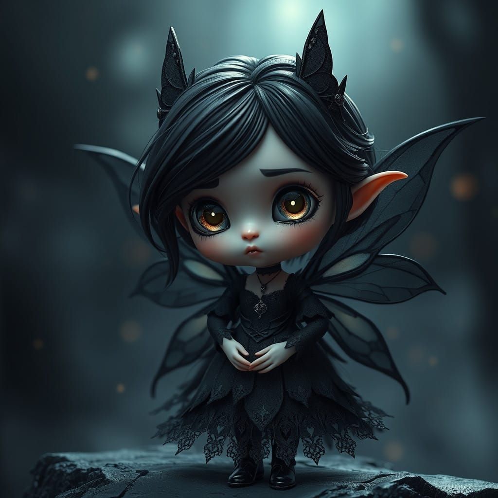 Gothic Chibi Dark Fairy in 3D Character Design