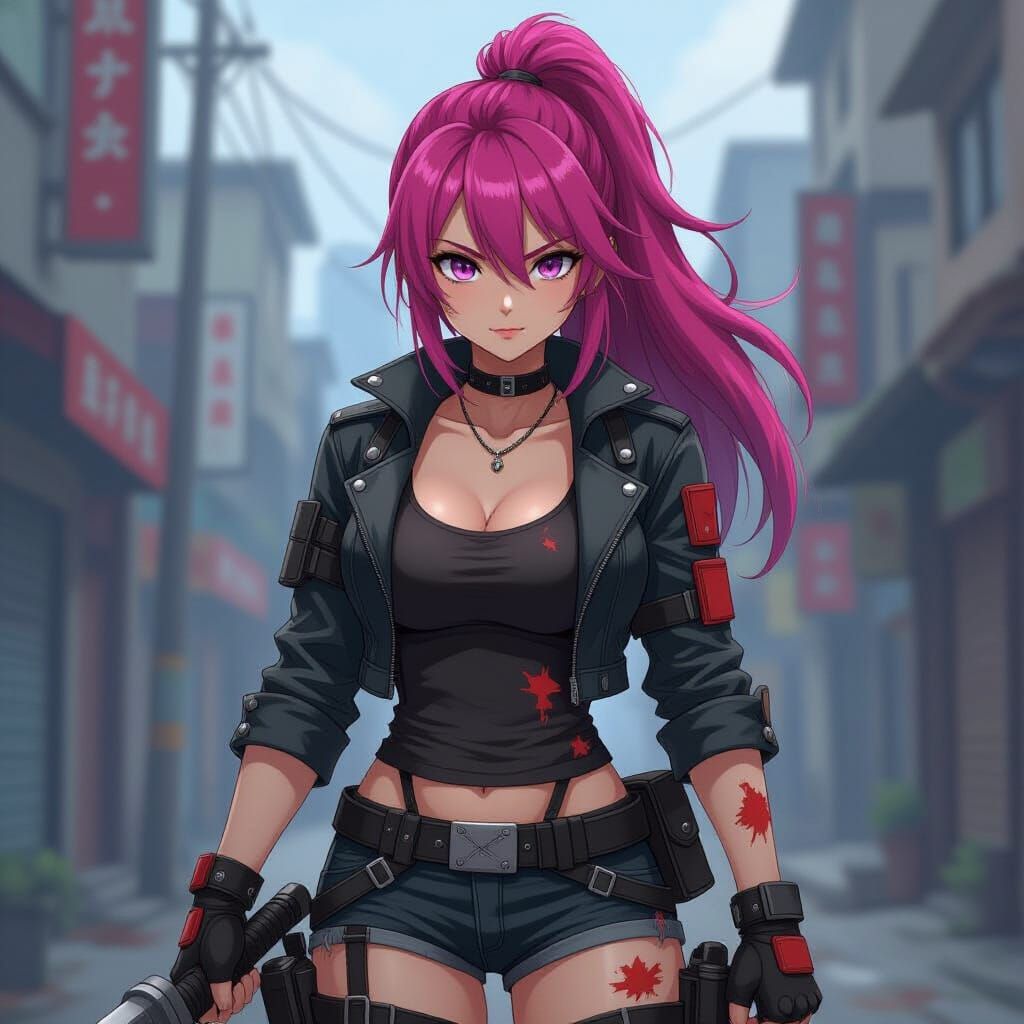 Anime Female Fighter in Apocalyptic Setting
