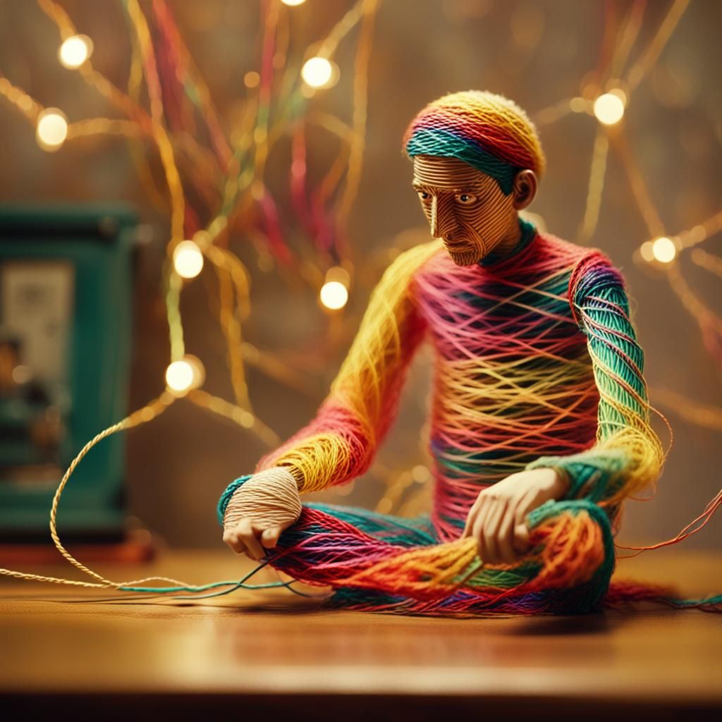 Whimsical String Man in Stop-Motion Animation